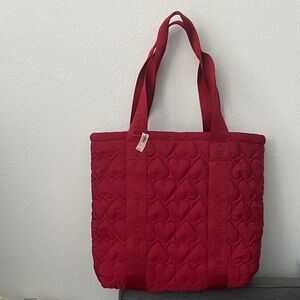 Victoria's Secret Red Heart-Patterned Tote
